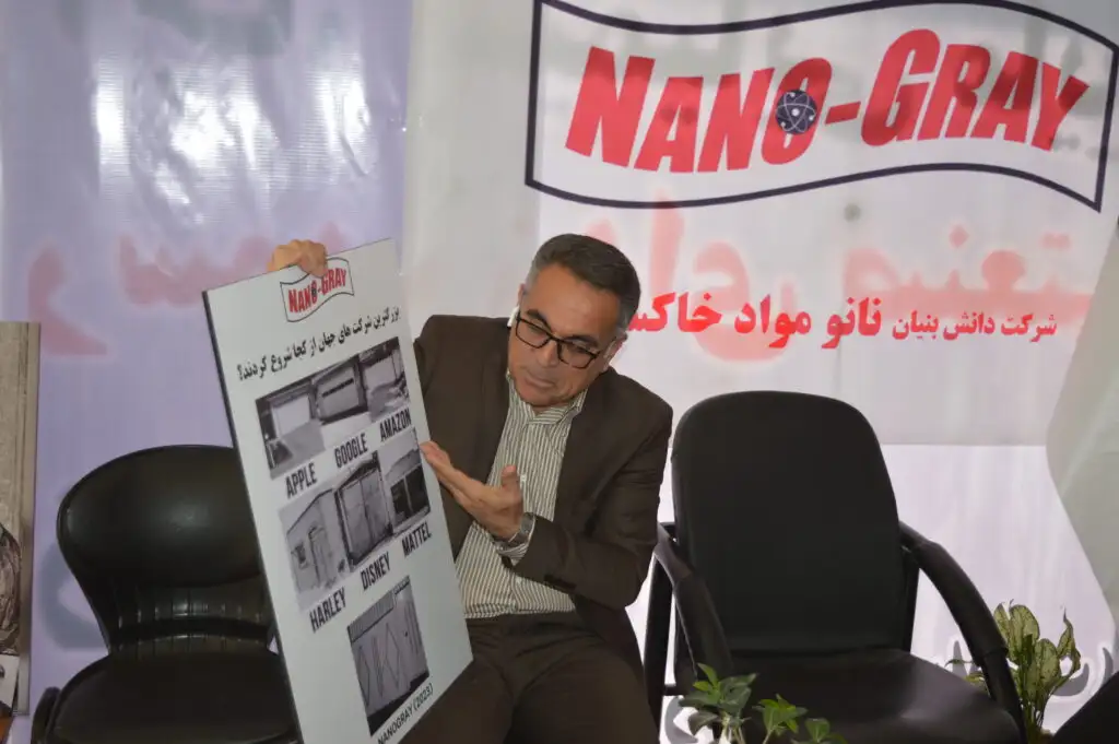 مهندس بهرام تختایی نیا در حال توضیح محل کار ابتدایی برندهای برتر جهان